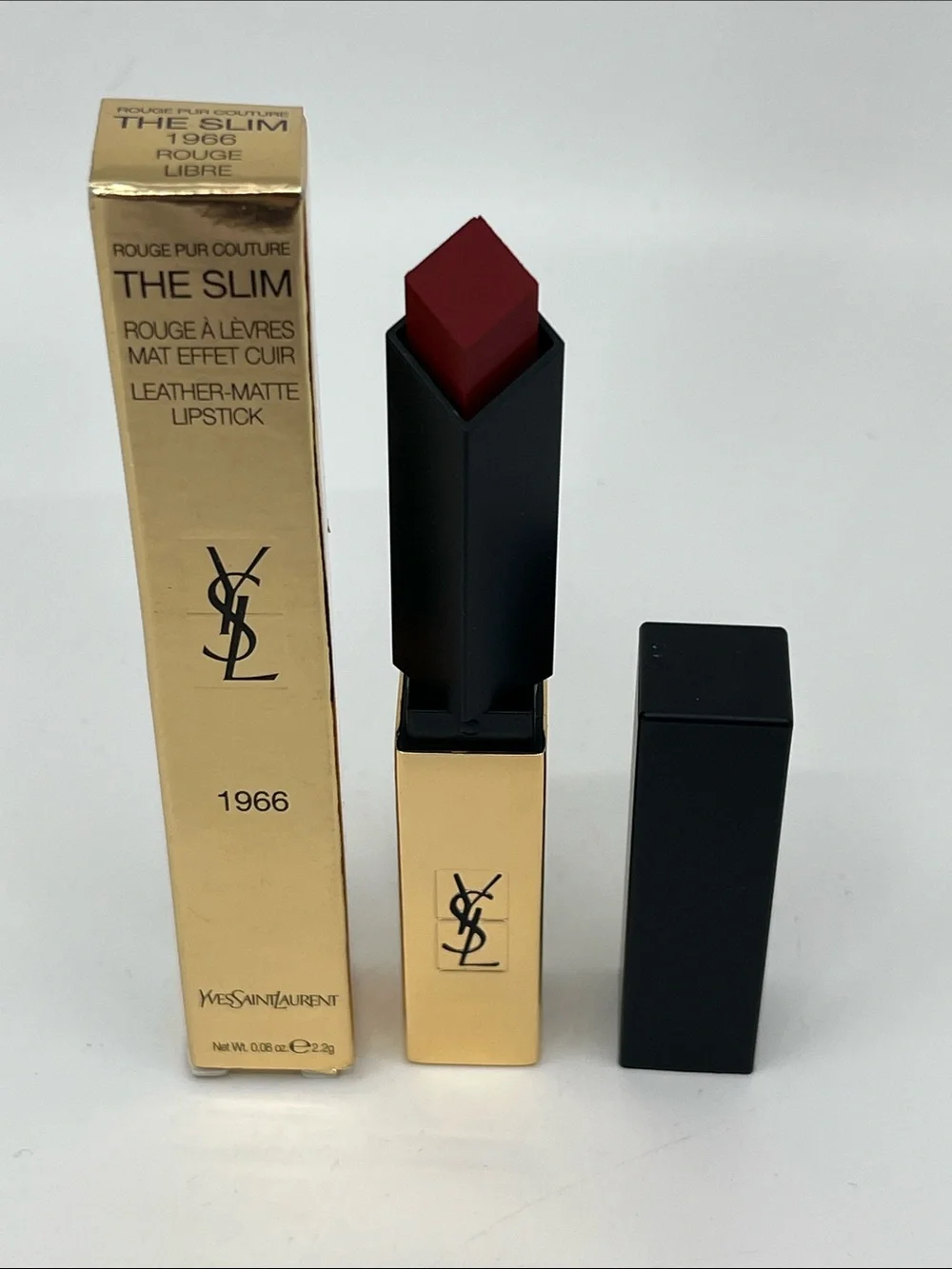 Yves Saint Laurent The Slim Leather-Matte Lipstick 1966 Rouge Libre .08 Oz.